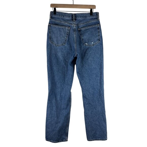 Topshop Medium Wash Distressed Ripped Straight Leg Dad Jeans - Picture 6 of 6